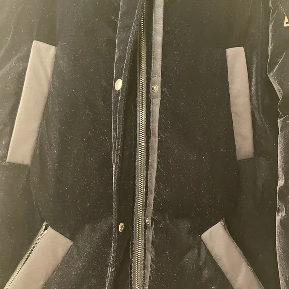 Elie Tahari Real Fox Fur Trim Velvet Down Puffer - Picture 3 of 10